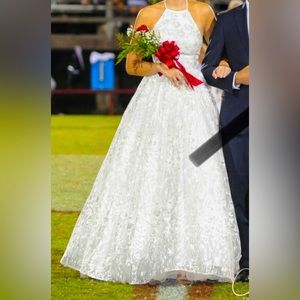 Sherri Hill Formal Dress, White Homecoming Court Gown, Prom Dress, Pageant